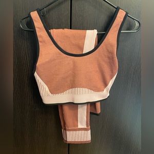 Fabletics Rust and Pink Sports Bra